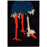 切り絵　図案　ダチョウ　AN-35