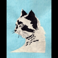 切り絵　図案　猫　AN-31