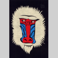 切り絵　図案　マントヒヒ　AN-32